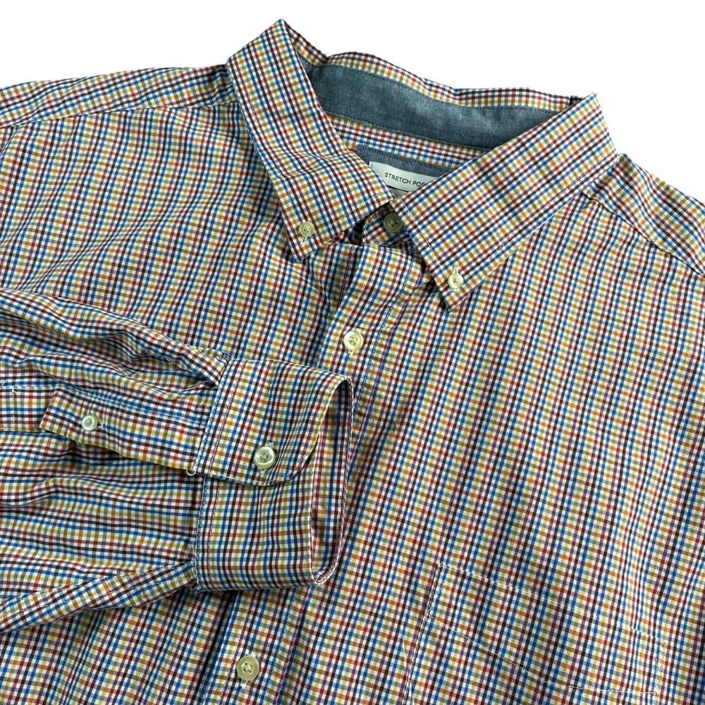 Saddlebred Men's 3XLT Stretch Poplin Long Sleeve Button Down‎ Shirt Plaid Preppy